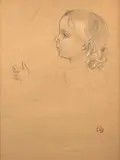 Portrait de Bernadette Denis, fille de l’artiste by Maurice Denis, circa 1904, Crayon noir, craie blanche et pastel sur papier brun, sold Feb 2026
