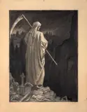 La mort triomphante by Gustave Moïse, Crayon noir, estompe, fusain et craie blanche, sold Feb 2026