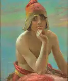 Jeune pêcheur vénitien dans la lagune à Venise by Emilio Della Sudda, Pastel sur traits de crayon, sold Feb 2026