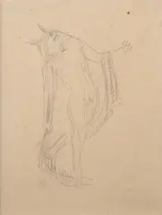 Faune dansant by Émile Antoine Bourdelle, Crayon noir, sold Feb 2026