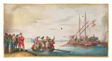L'Embarquement by Friedrich Brentel, Gouache et or sur vélin, sold Sep 2026
