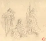 Six personnages assis et en pied ; étude pour 'Les Mendiants de Burgos' by Gustave Doré, Crayon noir, sold Sep 2026