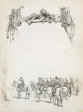 Scène militaire, probablement un projet de frontispice by Édouard Detaille, Plume et encre brune et de Chine, sold Sep 2026