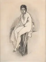 Femme nue assise by Félicien Rops, Crayon noir, sold Sep 2026