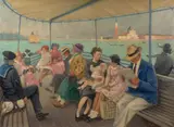 Sur le vaporetto devant San Giorgio Maggiore, Venise by Italico Brass, Huile sur toile (Toile d'origine), sold Sep 2026