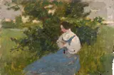 Portrait présumé de l'épouse de l'artiste dans son jardin by Italico Brass, Huile sur panneau, sold Sep 2026