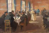 Déjeuner à l'hospice de Venise by Italico Brass, Huile sur carton, sold Sep 2026