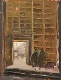 Intérieur du transept de Saint-Marc durant les bombardements de la Grande Guerre, Venise by Italico Brass, Huile sur carton, sold Sep 2026
