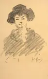 Portrait de femme de Venise by Italico Brass, Crayon noir, sold Sep 2026