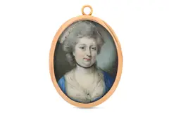 Untitled by Horace Hone, Watercolour on ivory Set in a gold mount with gilt-metal reverse Oval, offered Mar 2020