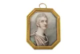 Untitled by Richard Cosway, Watercolour on ivory Gilt-metal ormolu hexagonal frame Hexagonal, offered Mar 2020