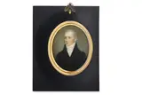 Untitled by Samuel Shelley, Watercolour on ivory Gilt-mounted rectangular papier-mâché frame Oval, offered Mar 2020