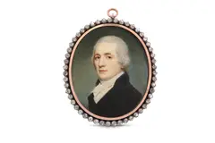 Untitled by Charles Robertson, Watercolour on ivory Gold mounted silver-metal frame set with paste border Oval, offered Mar 2020