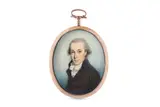 Untitled by Thomas Hazlehurst, Watercolour on ivory Gold fausse-montre frame Oval, offered Mar 2020
