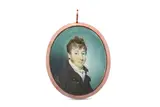 Untitled by George Chinnery, Watercolour on ivory Gold frame, with blue glass reverse Oval, offered Mar 2020