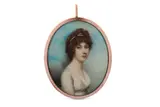Untitled by Andrew Plimer, Watercolour on ivory Gold frame, the reverse glazed to reveal plaited brown hair Oval, offered Mar 2020