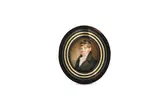 Untitled by John Comerford, 1805, Watercolour on ivory Original black papier-mâché frame with verre eglomise border Oval, offered Mar 2020