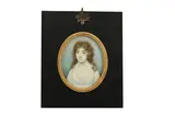 Untitled by George Place, Watercolour on ivory Original gilt-mounted rectangular black papier-mache frame Oval, offered Mar 2020