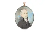 Untitled by Joseph Saunders, Watercolour on ivory Gold frame Oval, offered Mar 2020