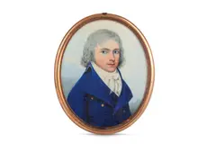 Untitled by Frederick Buck, Watercolour on ivory Gold frame, the reverse glazed to reveal platted brown hair Oval, offered Mar 2020