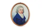 Untitled by Frederick Buck, Watercolour on ivory Gold frame, the reverse glazed to reveal platted brown hair Oval, offered Mar 2020