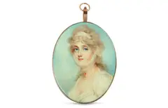 Untitled by Anne Mee, Watercolour on ivory Gold frames Ovals, offered Mar 2020