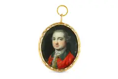 Untitled by Thomas Frye, Watercolour on card Gold frame Oval, offered Mar 2020