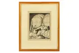 Wine cellar signed and dated 1912 (lower left) pen and ink 25 x 27 cm (9 3/4 x 10 1/2 in) by Edmund Joseph Sullivan, 1912, ink, offered Mar 2020