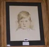 Head and shoulders portrait sketch of the young Prince Charles, bears signature 'H Trapp' and dated 1951, provenance verso by Ludmilla Trapp, 1951, watercolour, sold Apr 2017