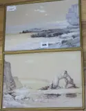 Coastal scenes, Ogmore by Sea by Edgar James Maybery, watercolor, sold Apr 2017