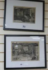 Interior scenes by Robert Bryden, 1906, pencil, sold Apr 2017