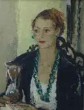 Portrait of Marjory Hawtrey by Elizabeth Watson Rspp, oil on canvas, sold Mar 2017