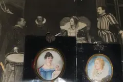 Miniature portrait of Marjory Hawtrey as Elizabeth I and another by Alice May Cook, oil, sold Mar 2017