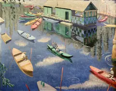 Summer on The Seine'30 x 38in by Norman Lloyd, oil on canvas, sold Mar 2017