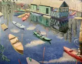Summer on The Seine'30 x 38in by Norman Lloyd, oil on canvas, sold Mar 2017