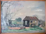The Lock House & Caravan by Karl Hagedorn, oil on board, sold Mar 2017