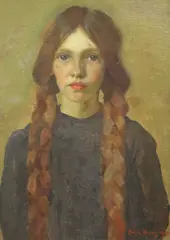 5 x 9.75in by Harold Harvey, oil on wood, sold Mar 2017