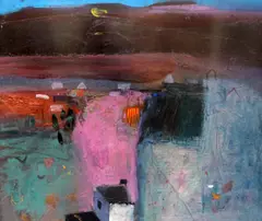 Koo Valleysigned, Art First Contemporary Art label verso dated 199738.5 x 49in by Barbara Rae, mixed media on board, sold Mar 2017