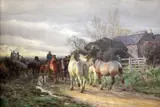 Going to the horse fair, early morning'signed, Dudley Gallery label verso19.5 x 29.5in by Charles James Adams, watercolour, sold Mar 2017
