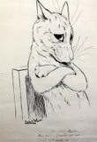 The Sly Puss by Louis Wain, ink, sold Mar 2017