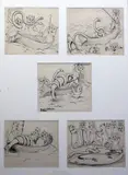 5 pen and ink drawingsCat's Fishingone signed7.5 x 9in., framed as one by Louis Wain, ink, sold Mar 2017
