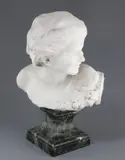 An Italian white marble bust of Pan, with pipes and grapes at his shoulder by Jean Antoine Injalbert, sculpture, sold Mar 2017