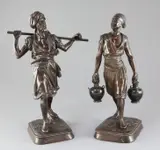 Porteur D'eau Tunisien and Arabé en Marché by Emilé Pinedo and Marcel Debut, bronze, sold Mar 2017