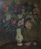 Still life of mixed flowers in a vase by Charles Réal, oil on canvas, sold Mar 2017