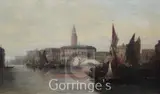 Shipping before The Doges Palace, Venice by Karl Kaufmann, oil on canvas, sold Mar 2016