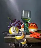 Still life with röemer and prawns by Raymond Campbell, oil on board, sold Mar 2016