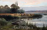 Evening on the Trent by Arthur William Redgate, oil on canvas, sold Mar 2016