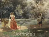 The Promenade by Frederick Vezin, oil on wood, sold Mar 2016