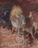Circus dogs,monogrammed,24 x 19.5in.A COLLECTION OF WORKS RELATING TO THE CIRCUS by Kurt Meyer-Eberhardt, oil on wood, sold Mar 2016