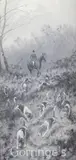 Monochrome hunting scenessigned,24 x 12in by George Wright, oil, sold Mar 2016